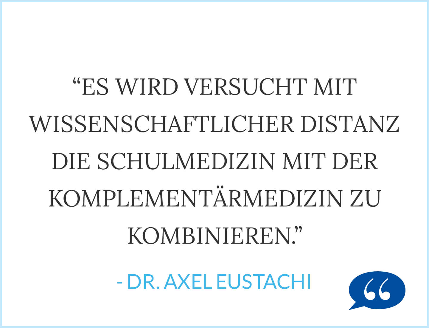 Diagnose Krebs: Es wird versucht mit wissenschaftlicher Distanz  die Schulmedizin mit der Komplementärmedizin zu kombinieren. - Dr. Axel Eustachi