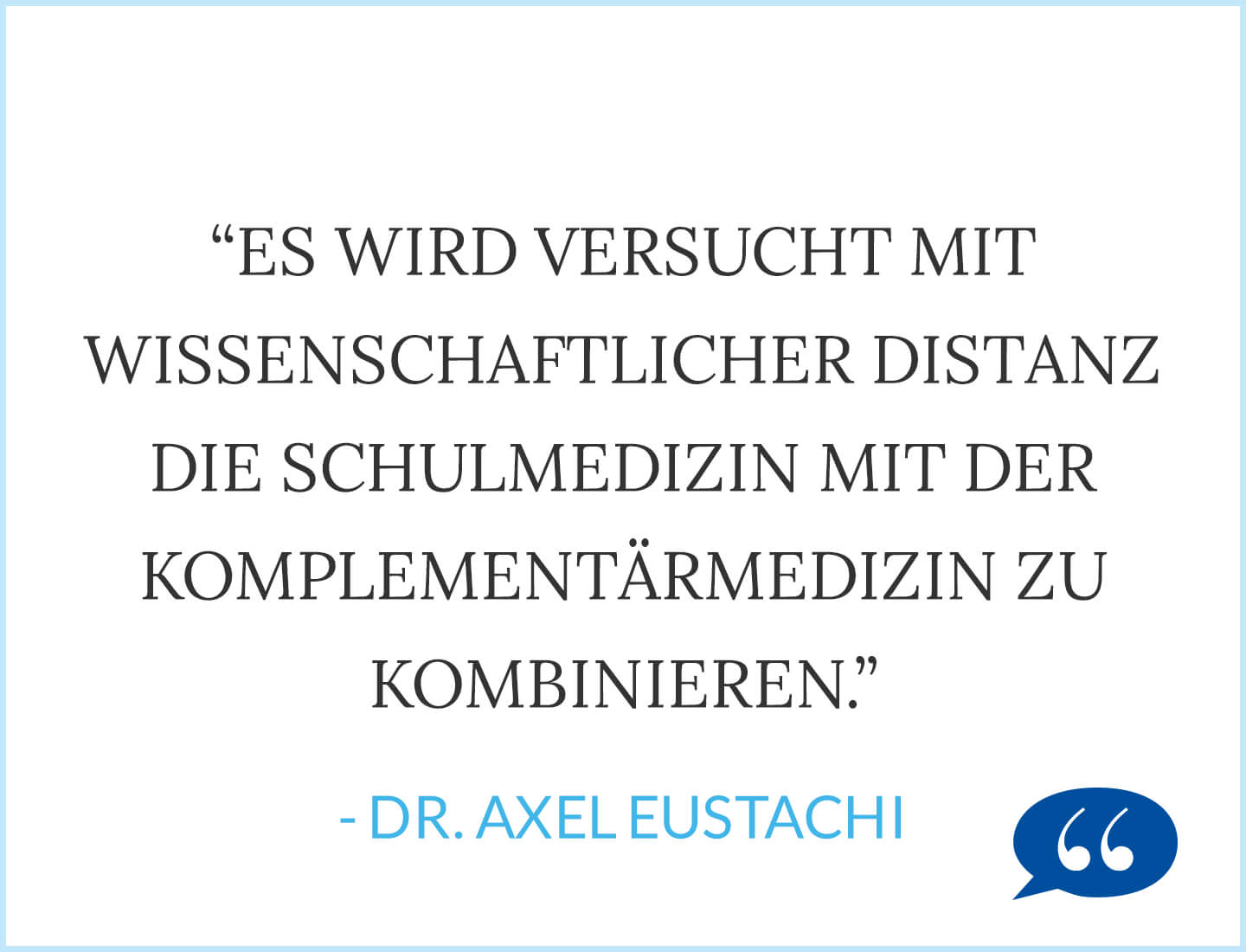 Diagnose Krebs: Es wird versucht mit wissenschaftlicher Distanz die Schulmedizin mit der Komplementärmedizin zu kombinieren. - Dr. Axel Eustachi